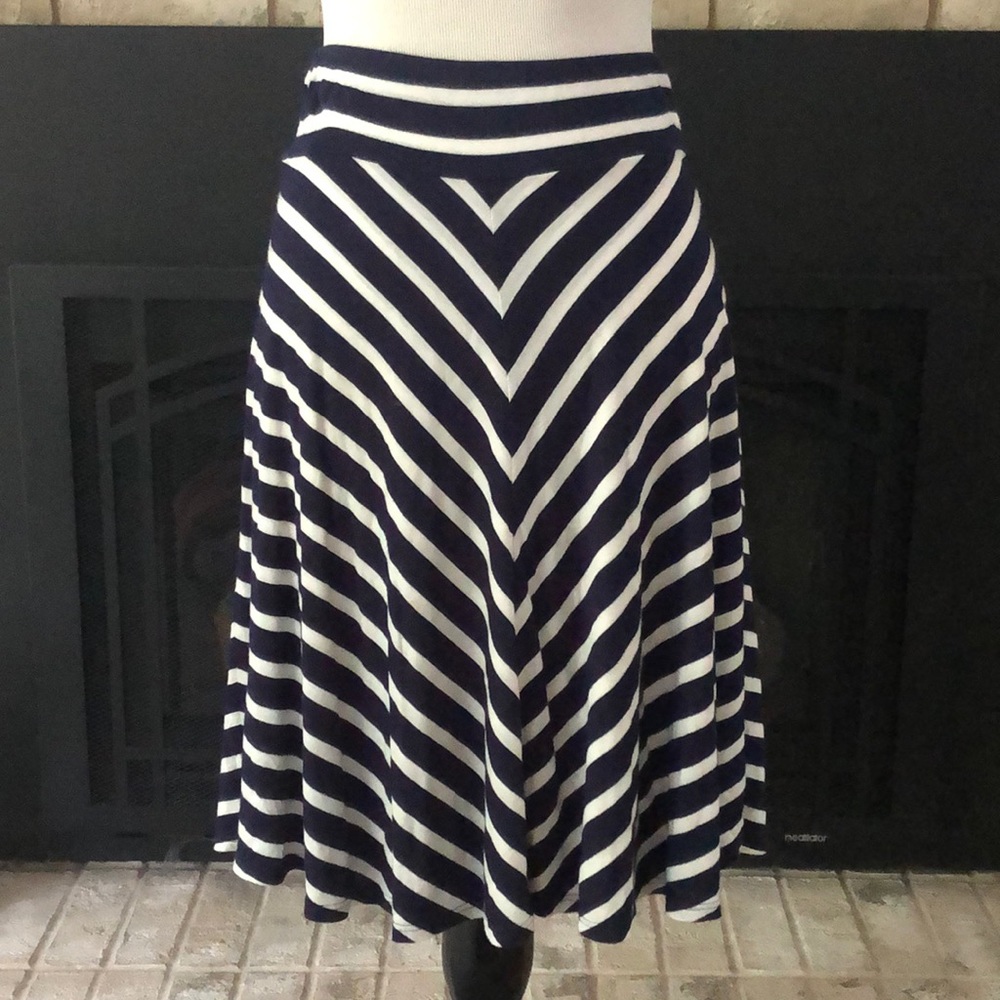 Lauren Ralph Lauren Navy & White Striped A-Line Skirt size S